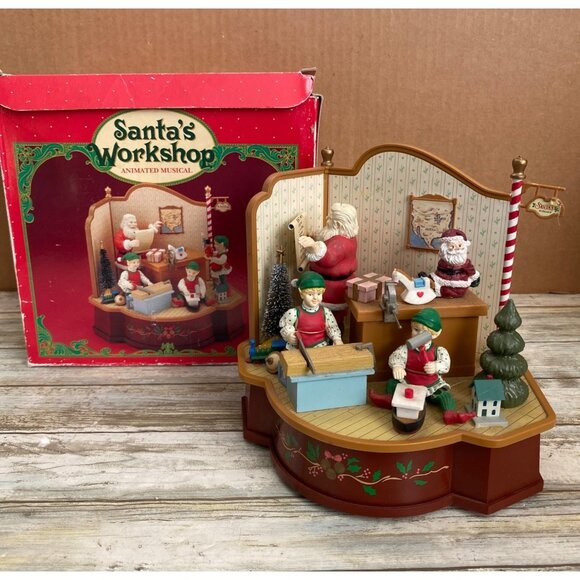 Santa's Workshop Animated Musical Christmas Decoration - Tested & Works w/FLAWS - Picture 1 of 12